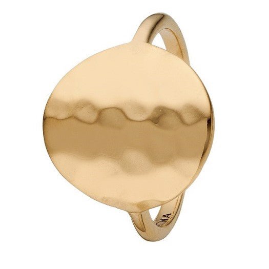 PANZER ring i forgyldt sølv fra Christina Jewelry & Watches med rund hammerslået plade.